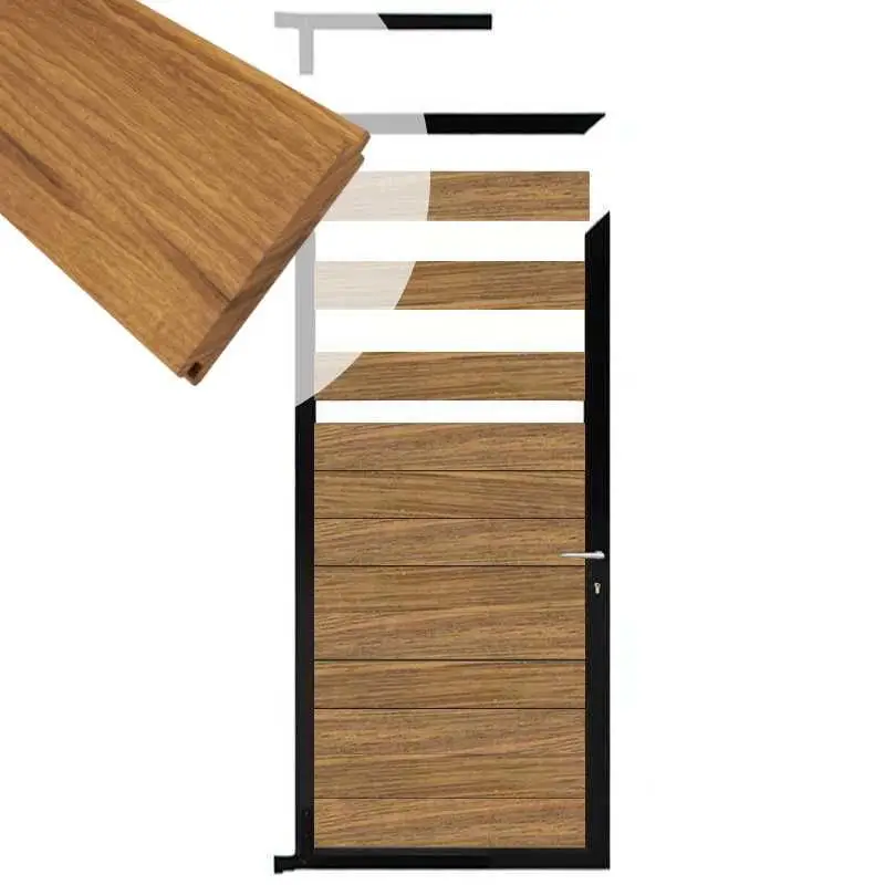 Tuindeur aluminium zwart frame Mix & Match - hardhout Thermo Fraké (90 x 180 cm) Merkproduct
