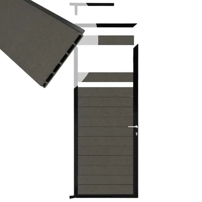 Superprijs Tuindeur aluminium zwart frame Mix & Match - composiet antraciet (90 x 200 cm)