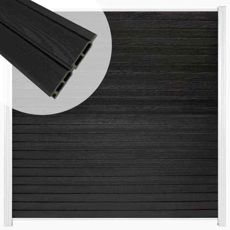 Hoge Kwaliteit Zelfbouw schutting composiet Rhombus Double zwart - wit alu accessoires (180 x 180 cm)
