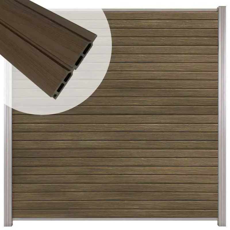 Zelfbouw schutting composiet Rhombus Double ipé - blank alu accessoires (180 x 180 cm) Actieprijs