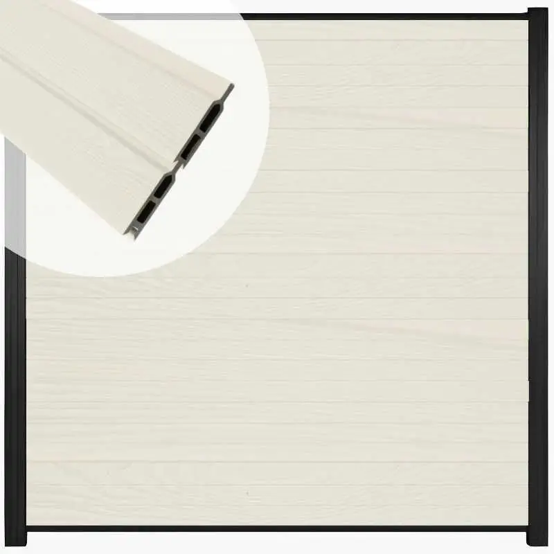 Veilige Betaling Zelfbouw schutting composiet Rhombus Double wit - zwart alu accessoires (180 x 180 cm)