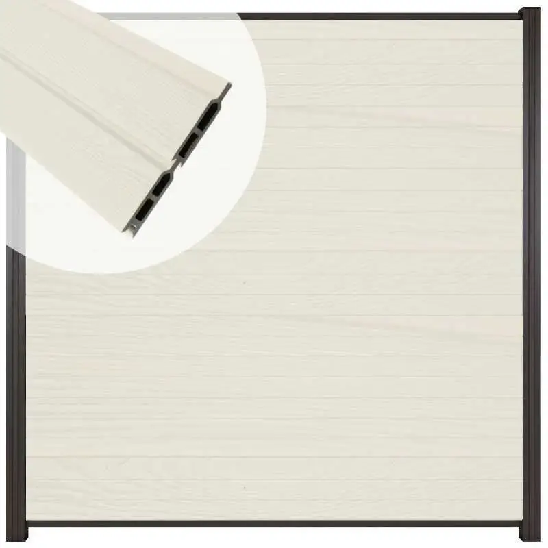 Zelfbouw schutting composiet Rhombus Double wit - antraciet alu accessoires (180 x 180 cm) Gecertificeerd