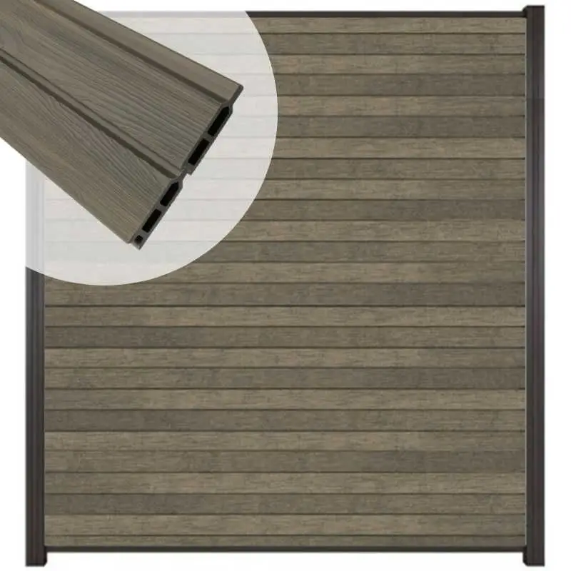 Zelfbouw schutting composiet Rhombus Double grijs - antraciet alu accessoires (180 x 200 cm) Populair
