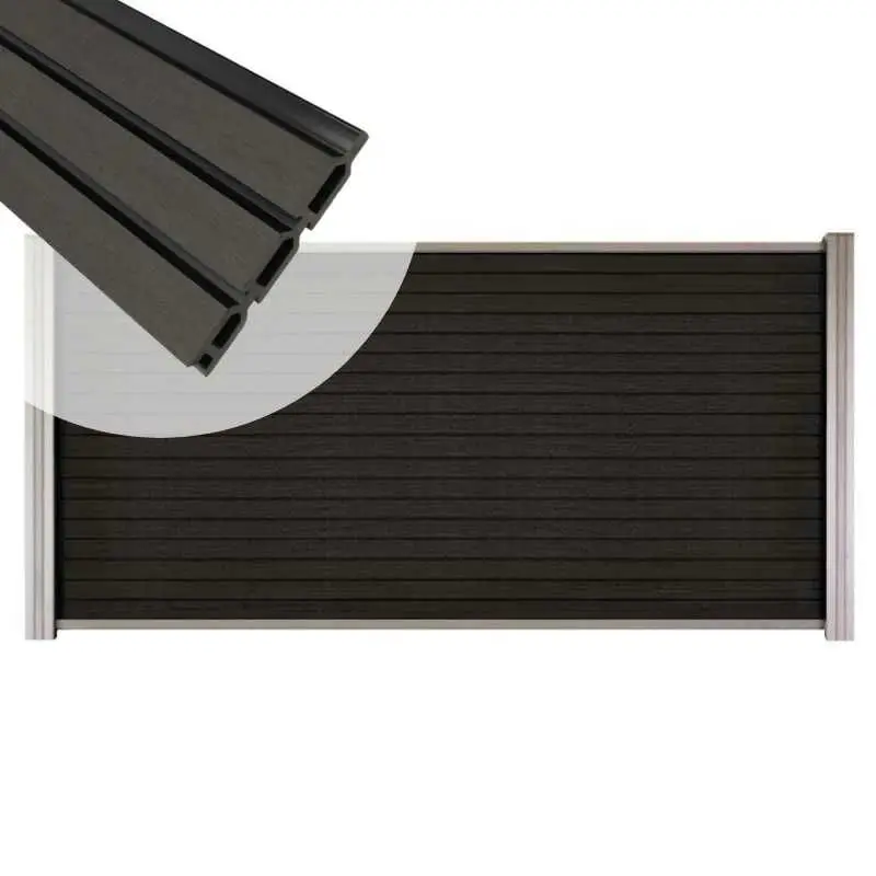 Goedkoop Zelfbouw schutting composiet Rhombus Triple antraciet - blank alu accessoires (180 x 90 cm)