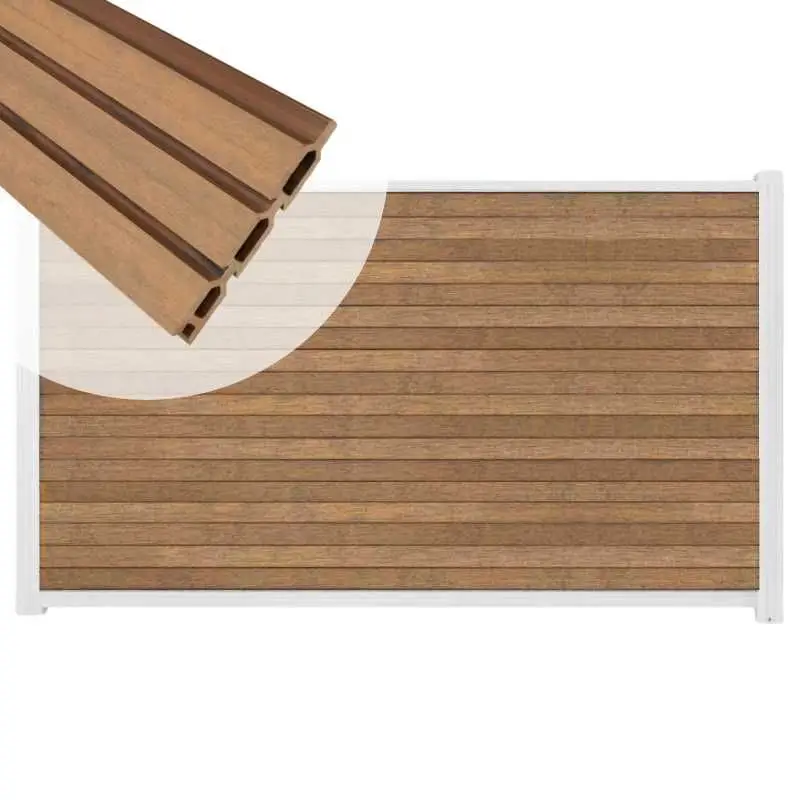 Hoge Kwaliteit Zelfbouw schutting composiet Rhombus Triple bruin gevlamd - wit alu accessoires (180 x 90 cm)