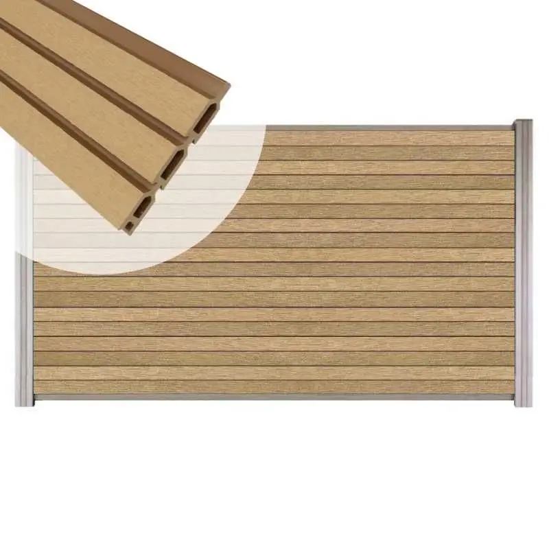 Zelfbouw schutting composiet Rhombus Triple teak - blank alu accessoires (180 x 90 cm) Snelle Levering