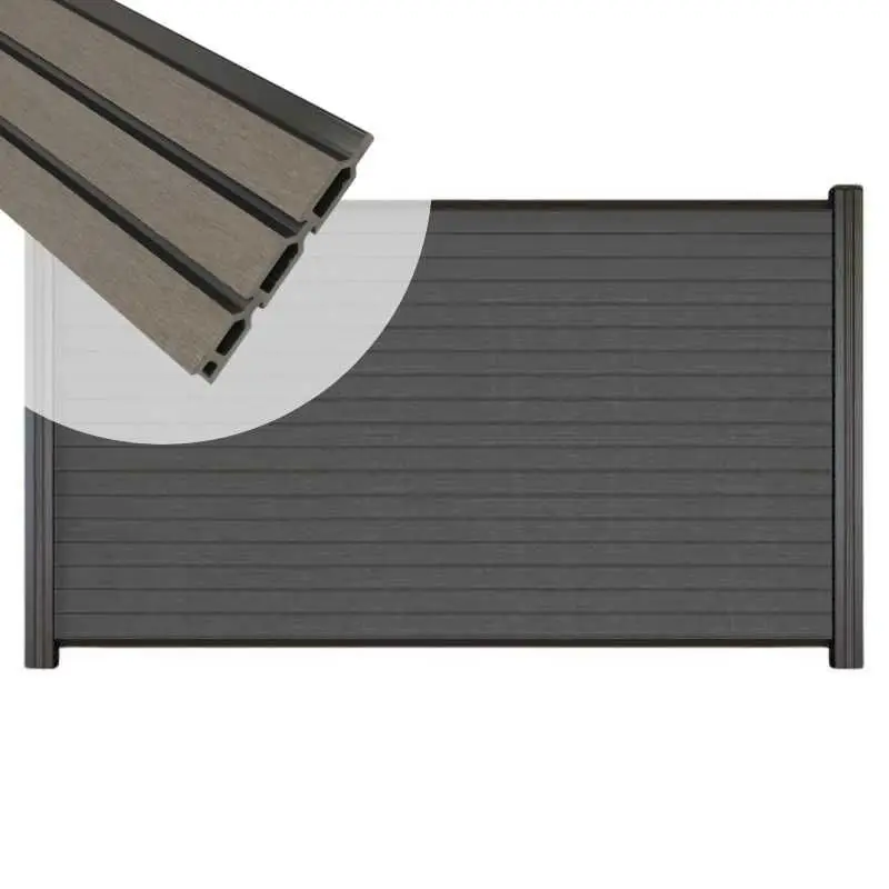 Zelfbouw schutting composiet Rhombus Triple rock grey - antraciet alu accessoires (180 x 90 cm) Goedkoop