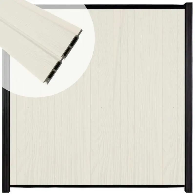 Must-Have Zelfbouw schutting verticaal Rhombus Double wit - zwart alu accessoires (170 x 180 cm)