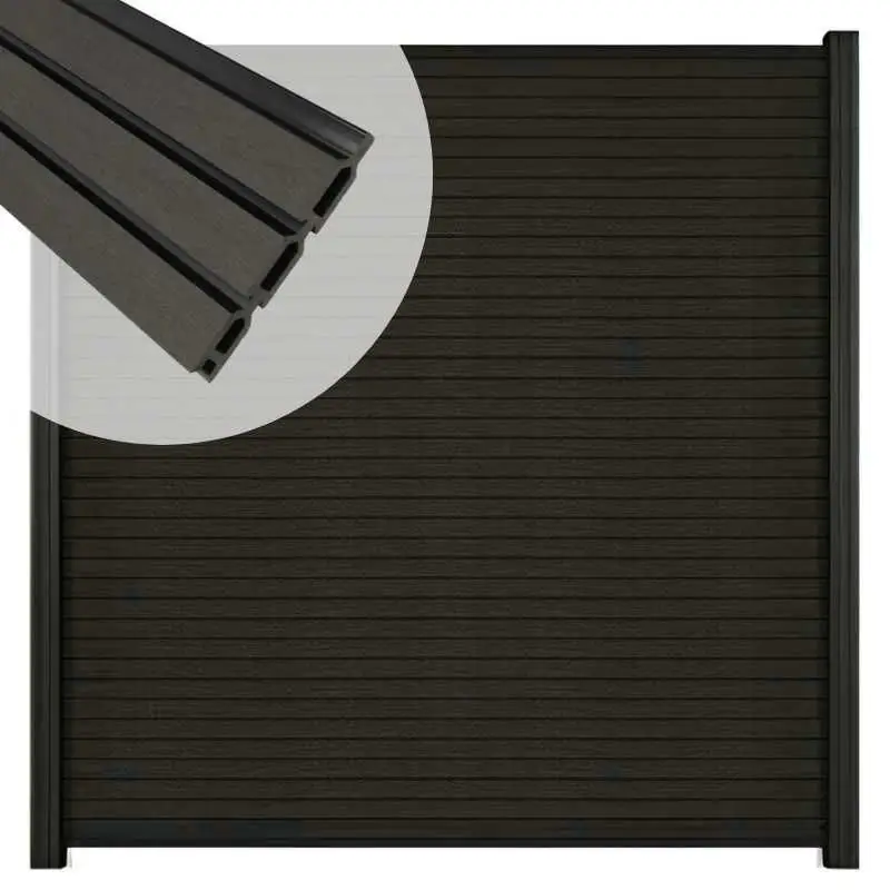 Rechtstreeks Van De Fabrikant Zelfbouw schutting composiet Rhombus Triple antraciet - zwart alu accessoires (180 x 200 cm)