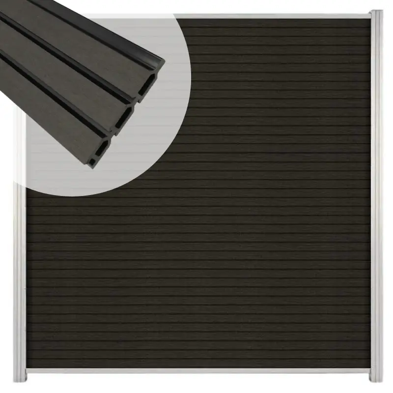 Alleen Vandaag Zelfbouw schutting composiet Rhombus Triple antraciet - blank alu accessoires (180 x 200 cm)