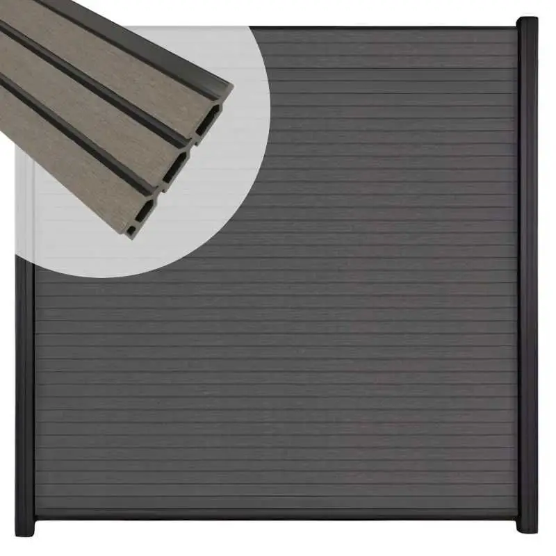 Zelfbouw schutting composiet Rhombus Triple rock grey - zwart alu accessoires (180 x 200 cm) Koop Online