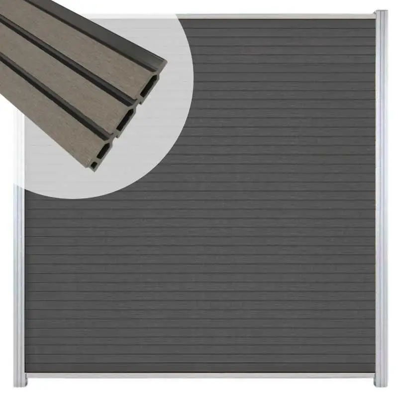 Zelfbouw schutting composiet Rhombus Triple rock grey - blank alu accessoires (180 x 200 cm) Bestseller