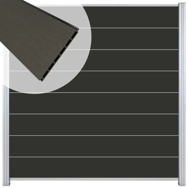 Hete Deal Zelfbouw schutting composiet Modular antraciet - blank alu accessoires (180 x 180 cm)