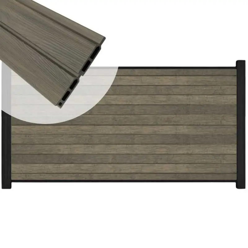 Zelfbouw schutting composiet Rhombus Double grijs - antraciet alu accessoires (180 x 90 cm) Goedkoop
