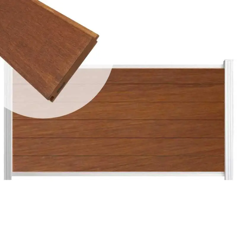 Zelfbouw schutting hardhout Mix & Match Bamboe - wit alu accessoires (180 x 90 cm) Voordeelprijs