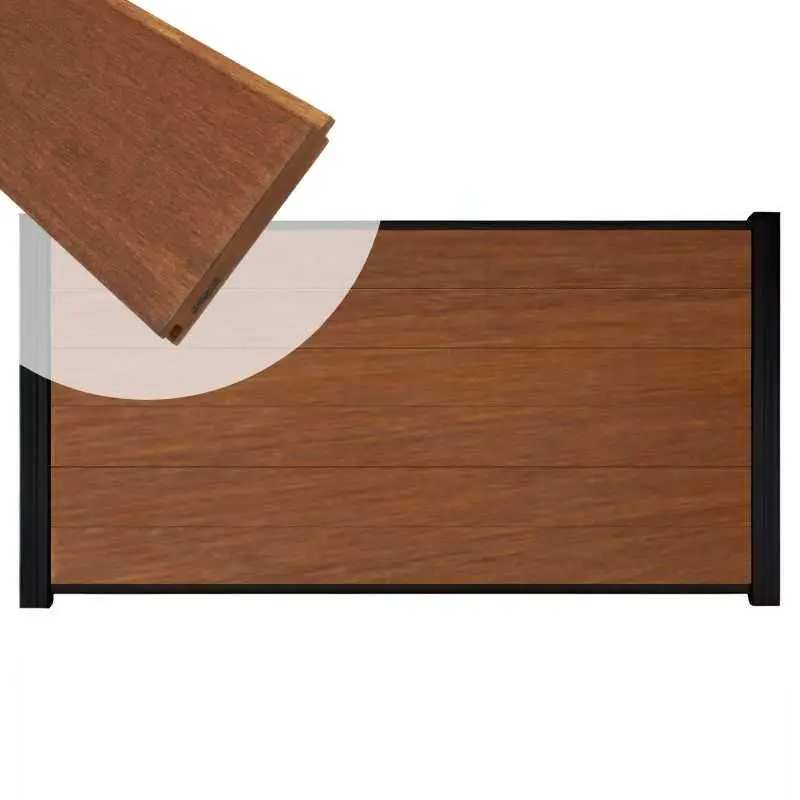 Hete Deal Zelfbouw schutting hardhout Mix & Match Bamboe - zwart alu accessoires (180 x 90 cm)
