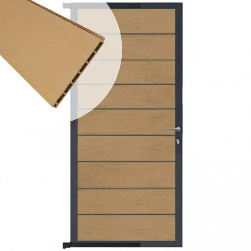 Tuindeur aluminium antraciet frame Modular - composiet teak (90 x 200 cm) Veilige Betaling