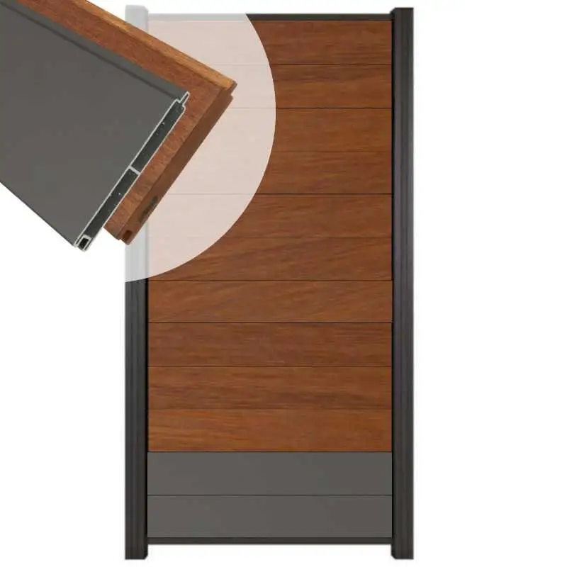 Koop Vandaag Zelfbouw schutting hardhout Mix & Match Bamboe / antraciet - antraciet alu accessoires (90 x 180 cm)