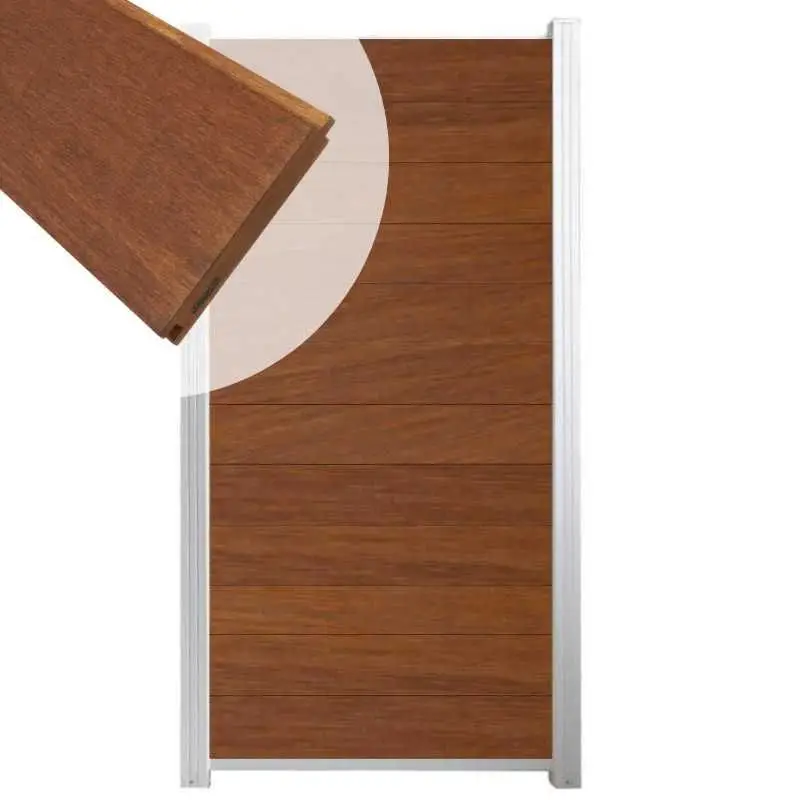 Uitverkoop Zelfbouw schutting hardhout Mix & Match Bamboe - wit alu accessoires (90 x 180 cm)