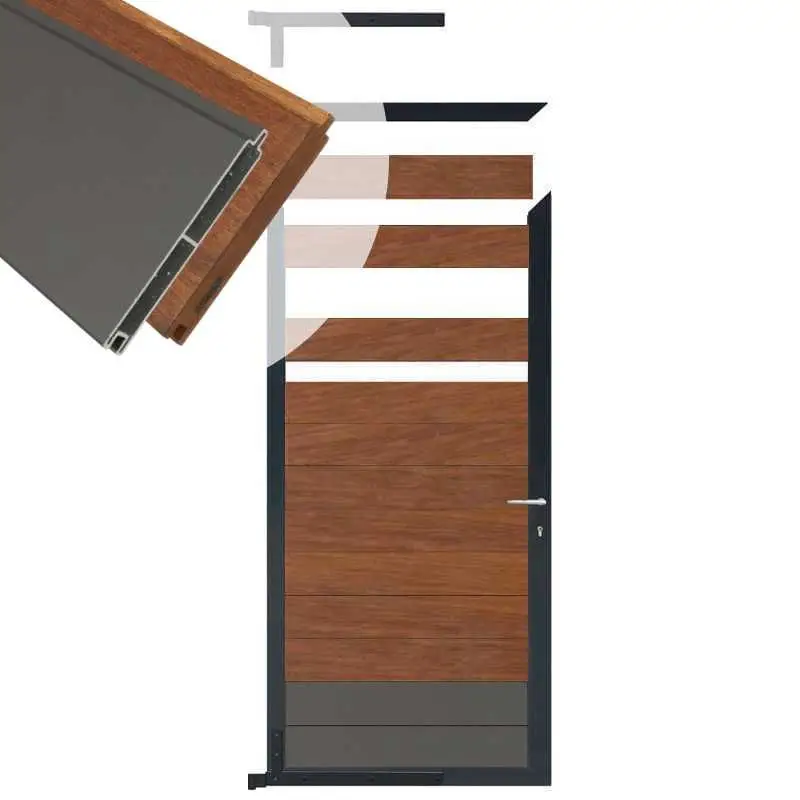Tuindeur aluminium antraciet frame Mix & Match - hardhout Bamboe / alu antraciet (90 x 180 cm) Koop Online