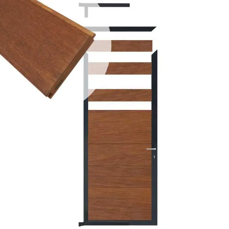 Tuindeur aluminium antraciet frame Mix & Match - hardhout Bamboe (90 x 200 cm) Populair