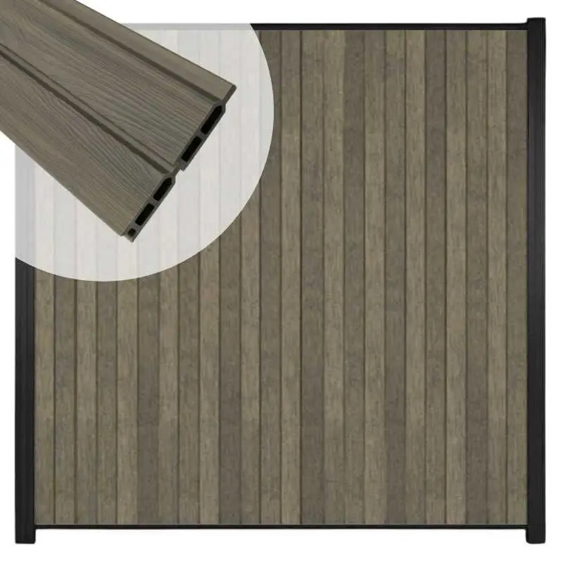 Nu Kopen Zelfbouw schutting verticaal Rhombus Double grijs - zwart alu accessoires (170 x 180 cm)