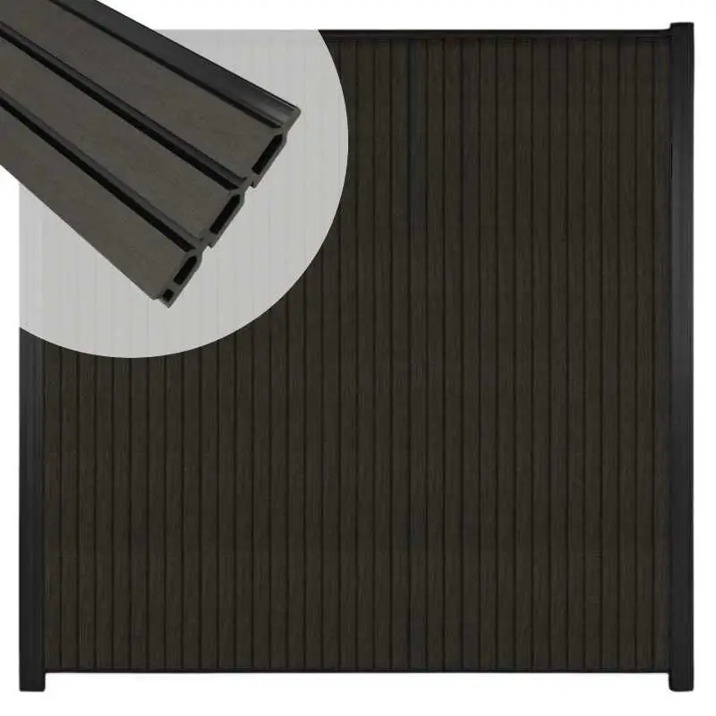 Speciale Aanbieding Zelfbouw schutting verticaal Rhombus Triple antraciet - zwart alu accessoires (170 x 180 cm)