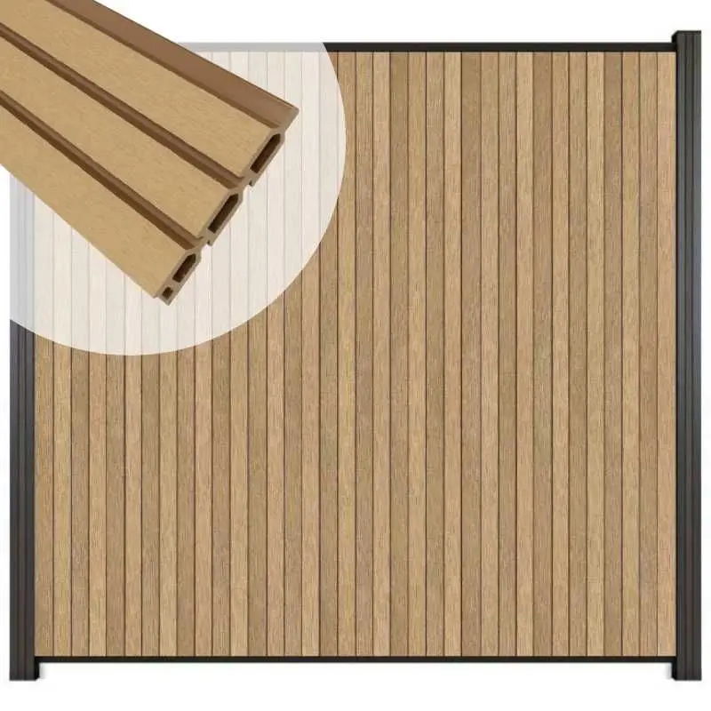 Beperkte Voorraad Zelfbouw schutting verticaal Rhombus Triple teak - antraciet alu accessoires (170 x 180 cm)