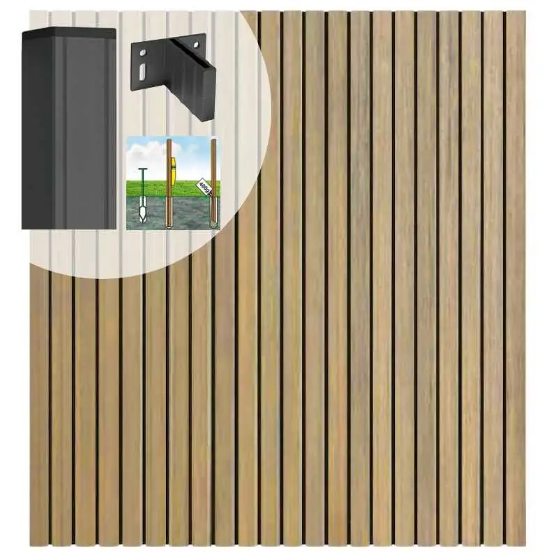 Dagaanbieding Schutting set composiet co-extrusie Stripes Oak (5,67 meter)