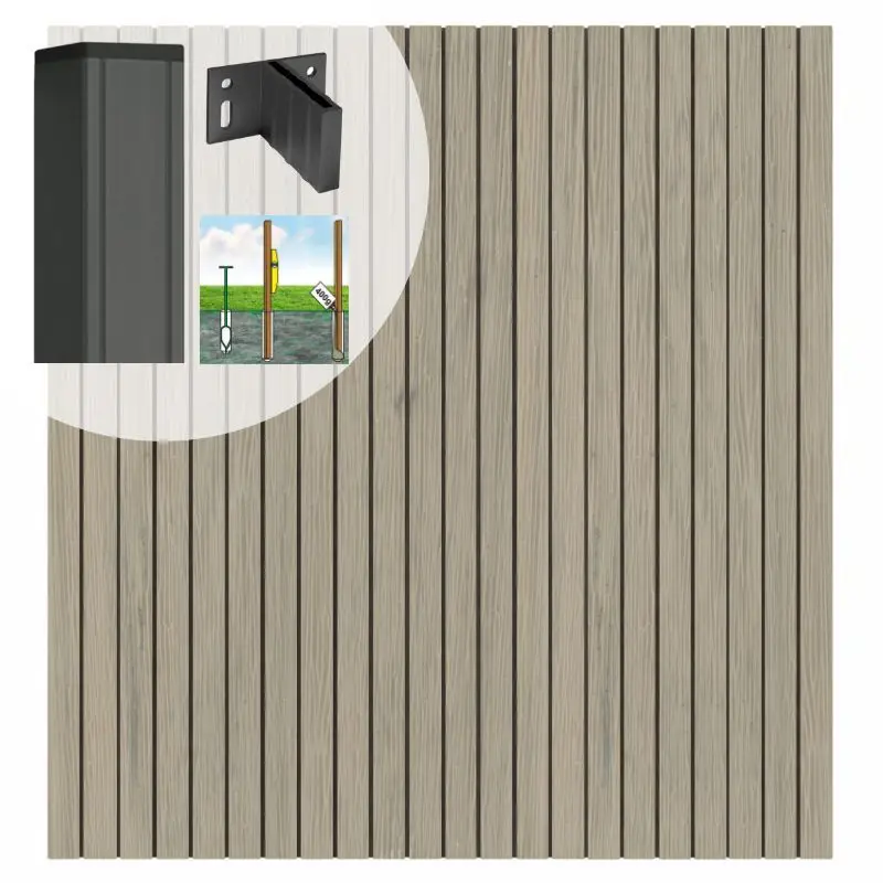 Schutting set composiet co-extrusie Stripes Naturel Grey (7,54 meter) Hete Deal