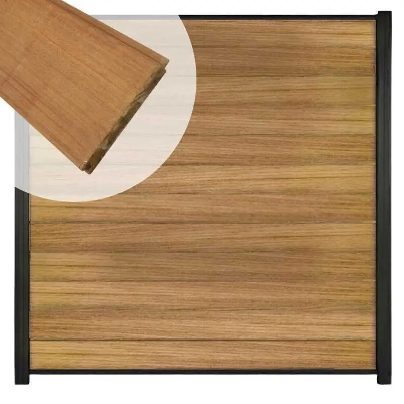 Zelfbouw schutting hardhout Mix & Match Ipé - zwart alu accessoires (180 x 180 cm) Laatste Versie