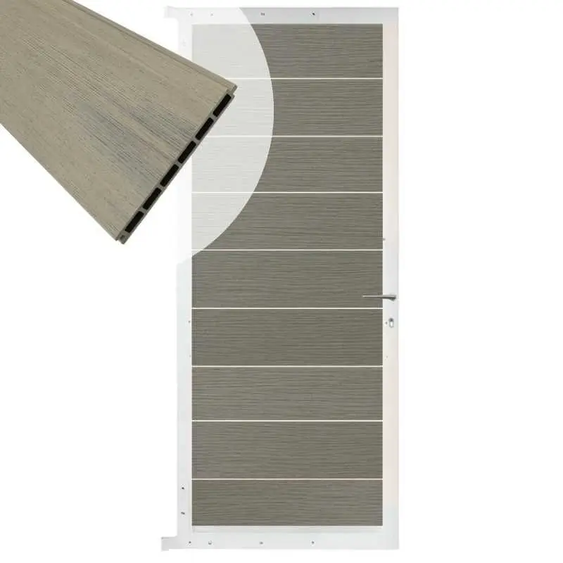Tuindeur aluminium wit frame Modular - composiet co-ex grijs (90 x 200 cm) Goedkoop