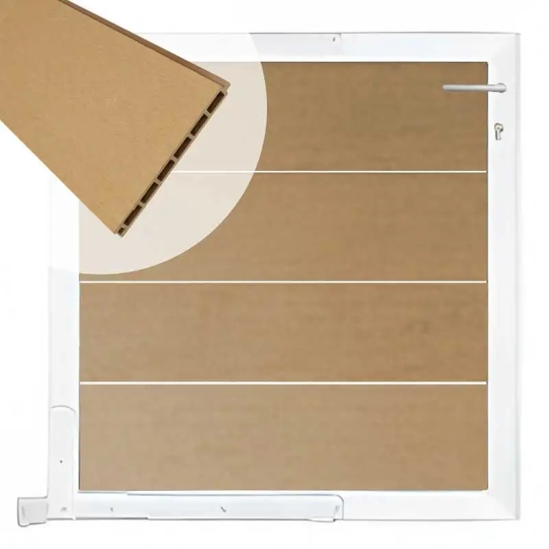 Tuinpoort aluminium wit frame Modular - composiet teak (90 x 90 cm) Betrouwbaar