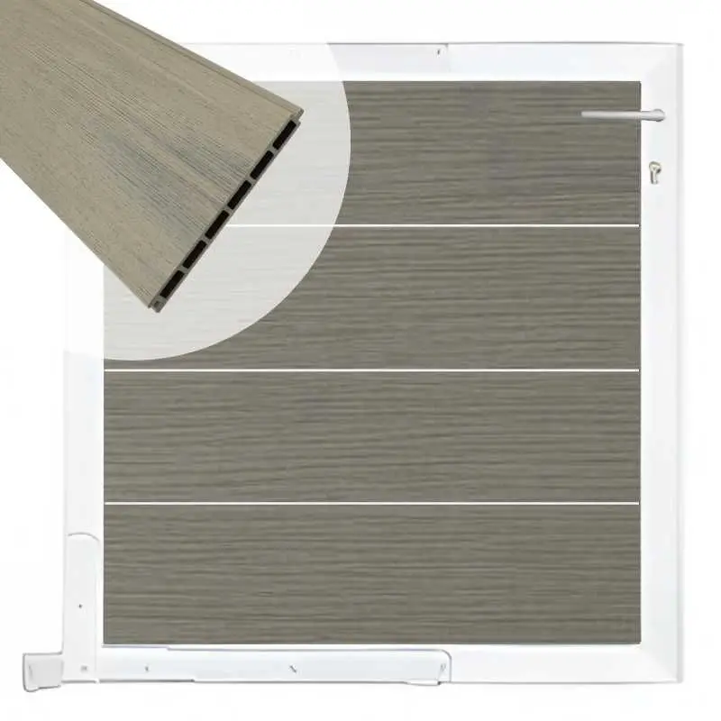 Weekendaanbieding Tuinpoort aluminium wit frame Modular - composiet co-ex grijs (90 x 90 cm)