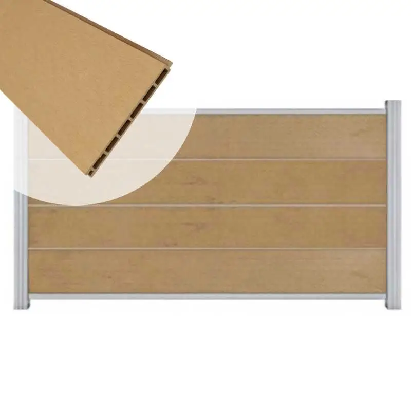 Lage Kosten Zelfbouw schutting composiet Modular teak - blank alu accessoires (180 x 97 cm)
