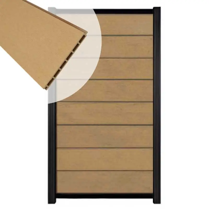 Shop Nu Zelfbouw schutting composiet Modular teak - zwart alu accessoires (90 x 180 cm)