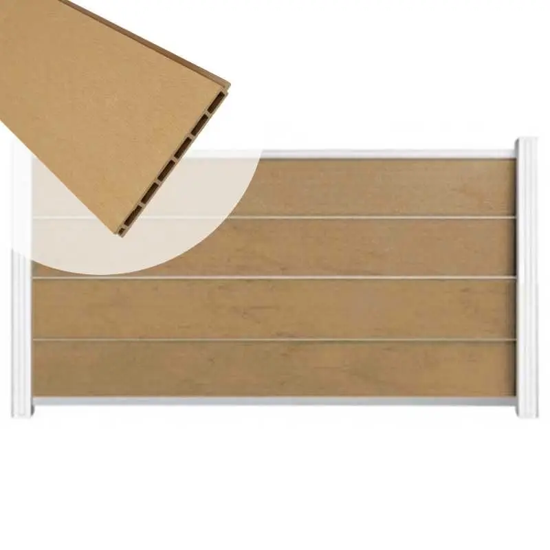 Zelfbouw schutting composiet Modular teak - wit alu accessoires (180 x 97 cm) Flitsaanbieding