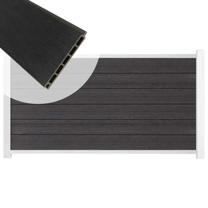Schutting composiet co-extrusie Garda antraciet met wit aluminium kader (180 x 90 cm) Aanbieding