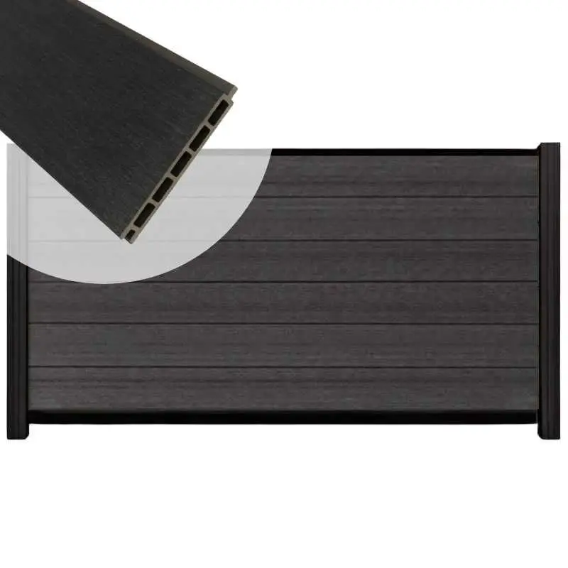 Koop Vandaag Schutting composiet co-extrusie Garda antraciet met zwart aluminium kader (180 x 90 cm)