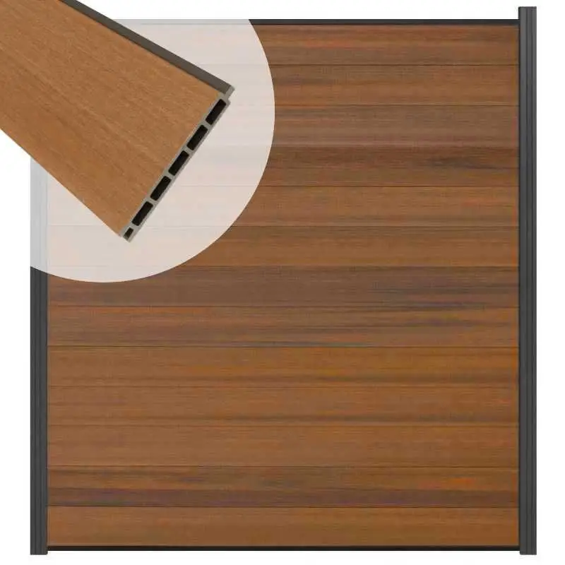 Schutting composiet co-extrusie Garda teak met antraciet aluminium kader (180 x 200 cm) Koop Online