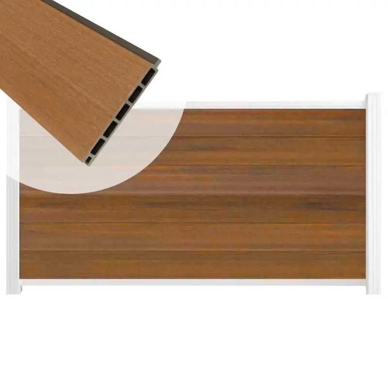 Schutting composiet co-extrusie Garda teak met wit aluminium kader (180 x 90 cm) Laatste Kans