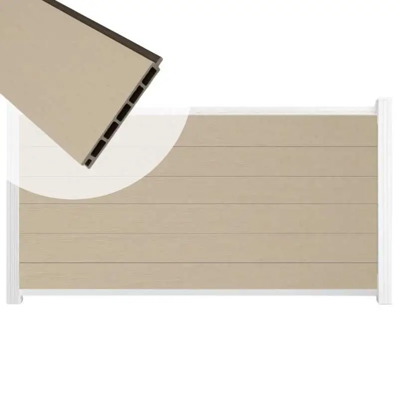 Schutting composiet co-extrusie Garda beige met wit aluminium kader (180 x 90 cm) Gratis Retour