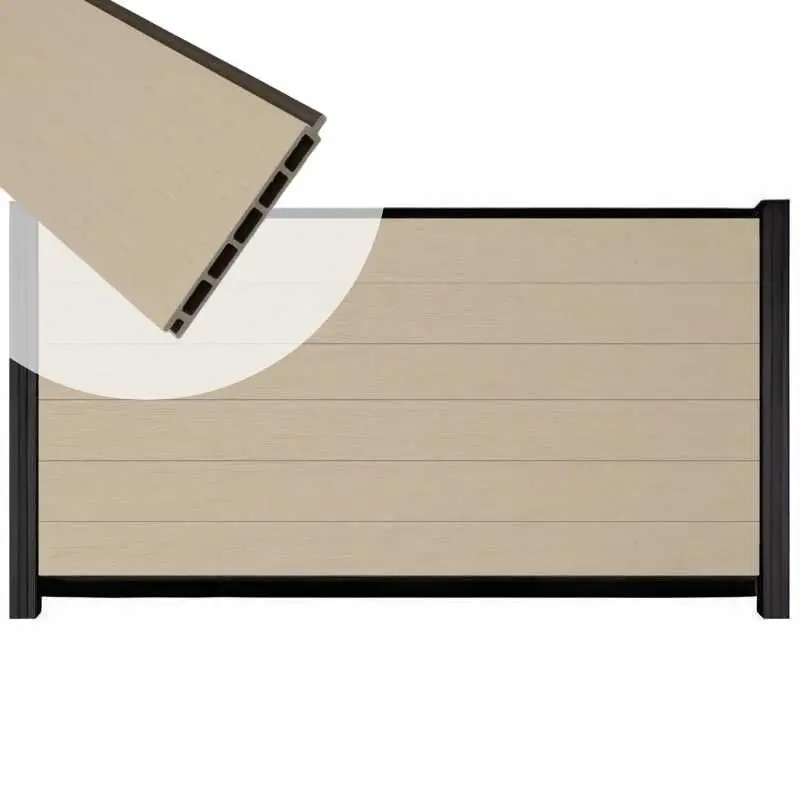 Schutting composiet co-extrusie Garda beige met zwart aluminium kader (180 x 90 cm) Nu Kopen