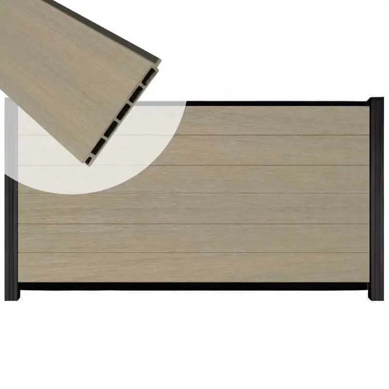 Nieuw Schutting composiet co-extrusie Garda vergrijsd bruin met zwart alu kader (180 x 90 cm)