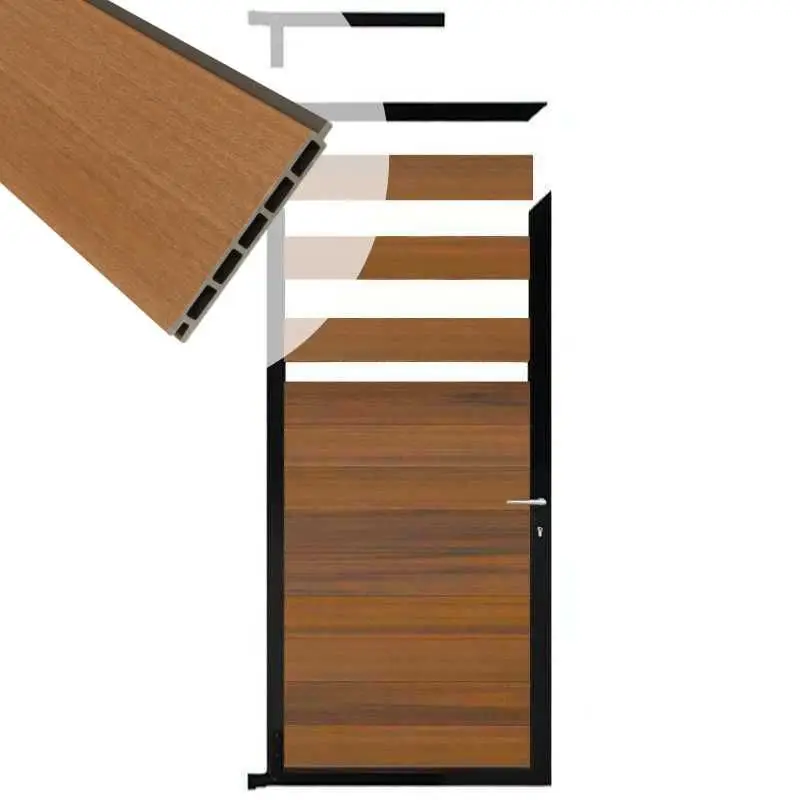 Seizoensaanbieding Tuindeur composiet Garda teak met zwart alu kader (90 x 180 cm)