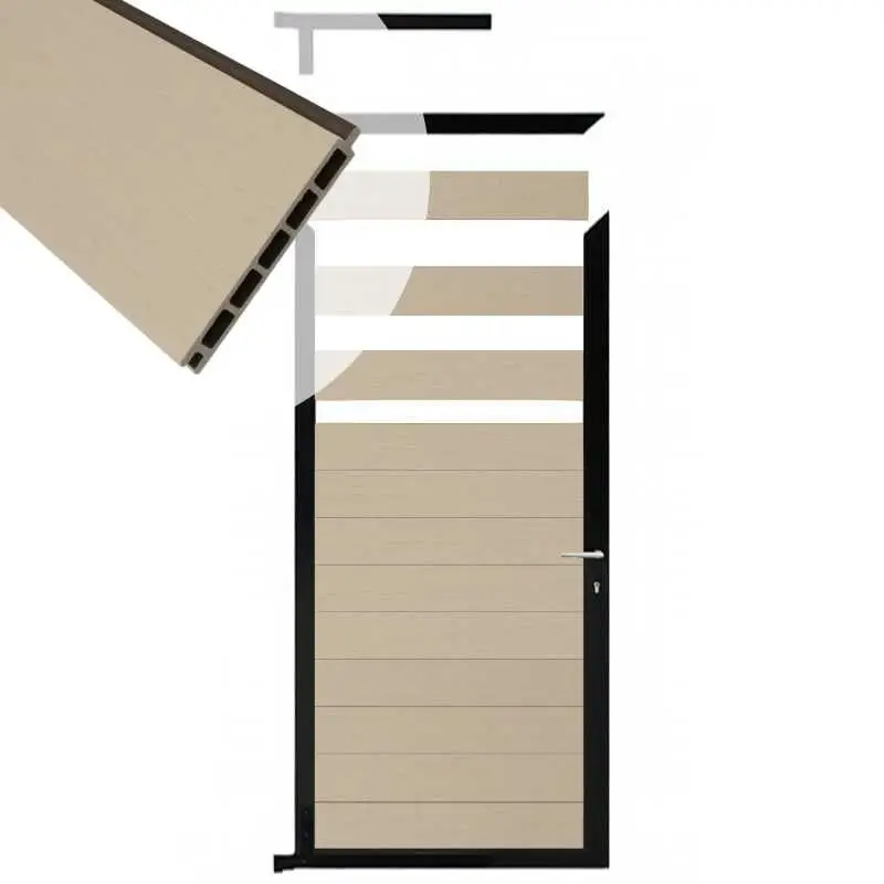 Op = Op Tuindeur composiet Garda beige met zwart alu kader (90 x 180 cm)