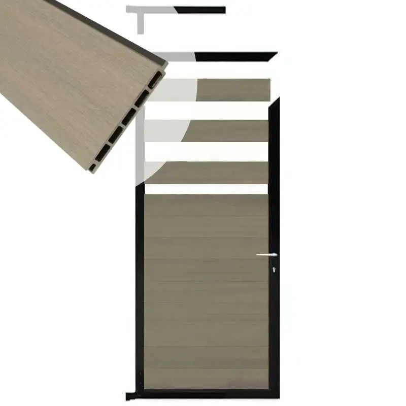 Tuindeur composiet Garda vergrijsd bruin met zwart alu kader (90 x 180 cm) Koop Vandaag