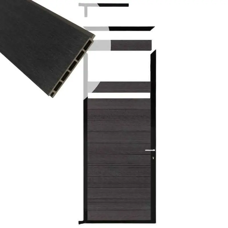 Express Levering Tuindeur composiet Garda antraciet met zwart alu kader (90 x 200 cm)