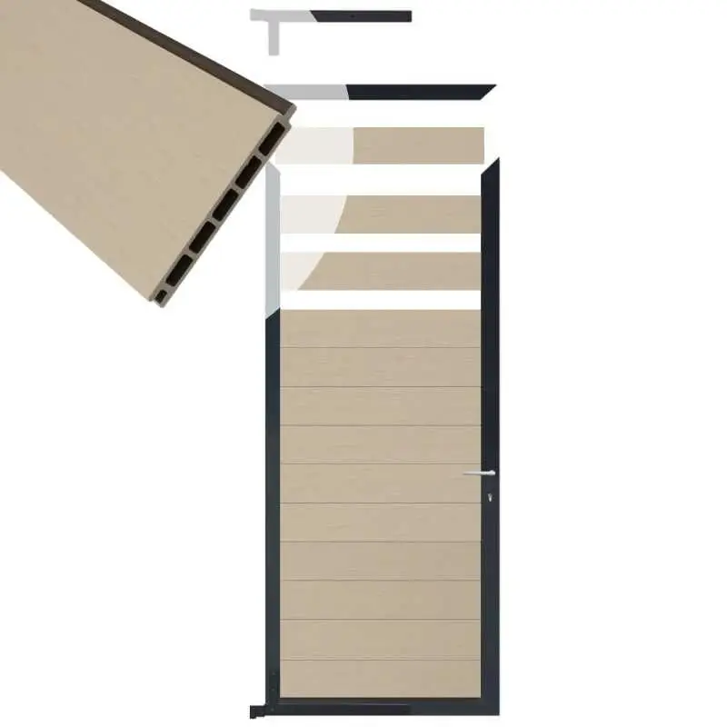 Hete Deal Tuindeur composiet Garda beige met antraciet alu kader (90 x 200 cm)