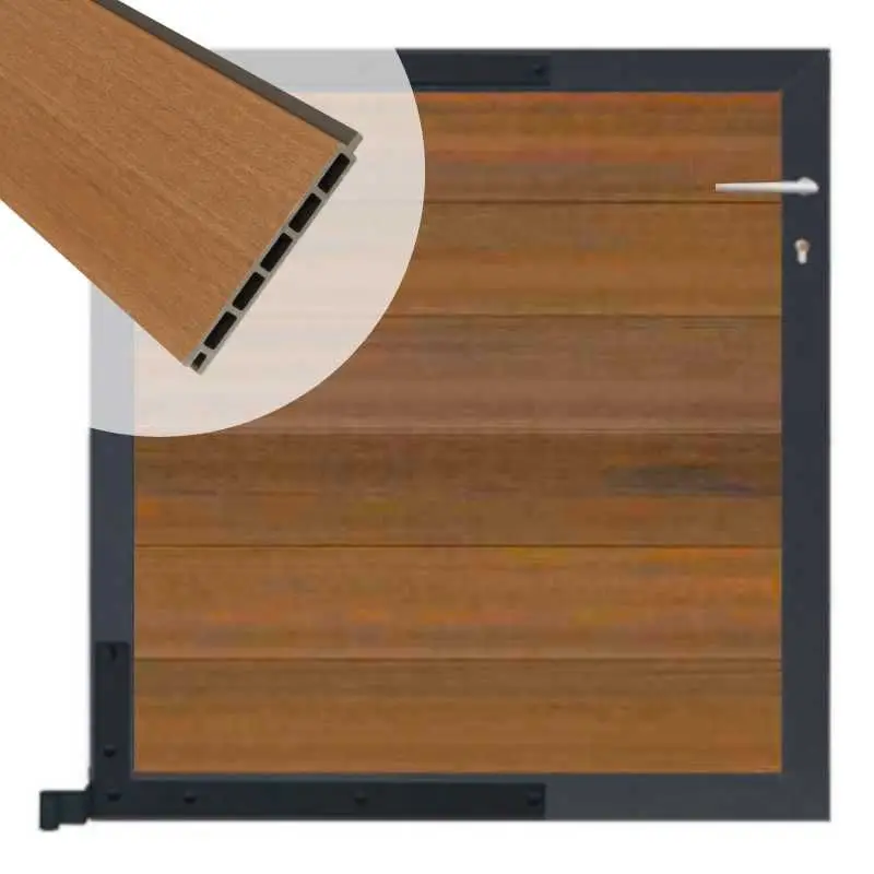 Tuinpoort composiet Garda teak met antraciet alu kader (90 x 90cm) Aanbieding